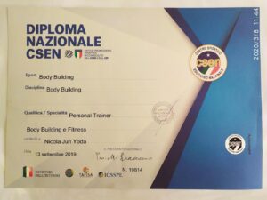Attestato Diploma Nazionale Personal Trainer, Body Building e Fitness