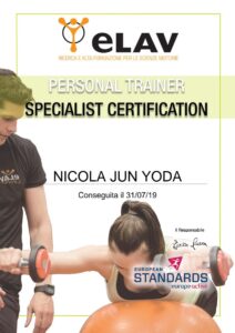 Attestato Personal Trainer Specialist Certification (standard EuropeActive)