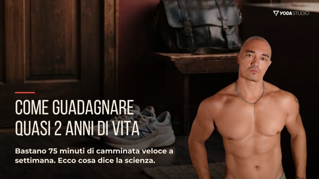 Nicola Yoda accanto al titolo Come guadagnare quasi 2 anni di vita, copertina dell’articolo su attività fisica e longevità