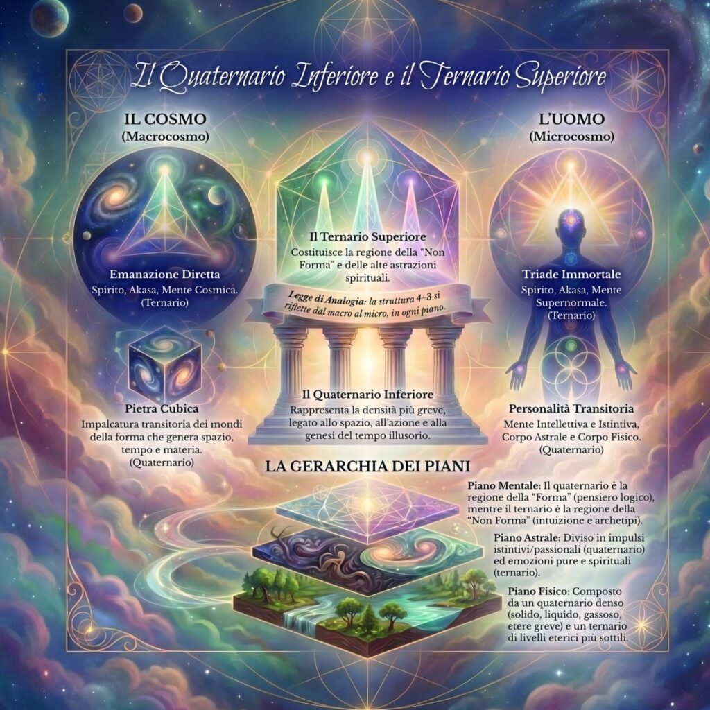 Infografica sul quaternario inferiore e il ternario superiore nel Cerchio Firenze 77: personalità transitoria e triade immortale