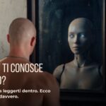 ChatGPT come specchio: Nicola Yoda di spalle davanti a uno specchio con un manichino riflesso